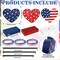 4th of July Tiered Tray Decor Wooden Love Set – 3 PCS Rustic Patriotic Table Decorations for Labor Day, Veterans Day, Independence Day, Red White & Blue Home Décor (Retro)
